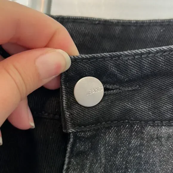 Shein 2 Tone Patch Distressed Black & Dark Denim Ultra High Rise Jeans - Picture 6 of 15